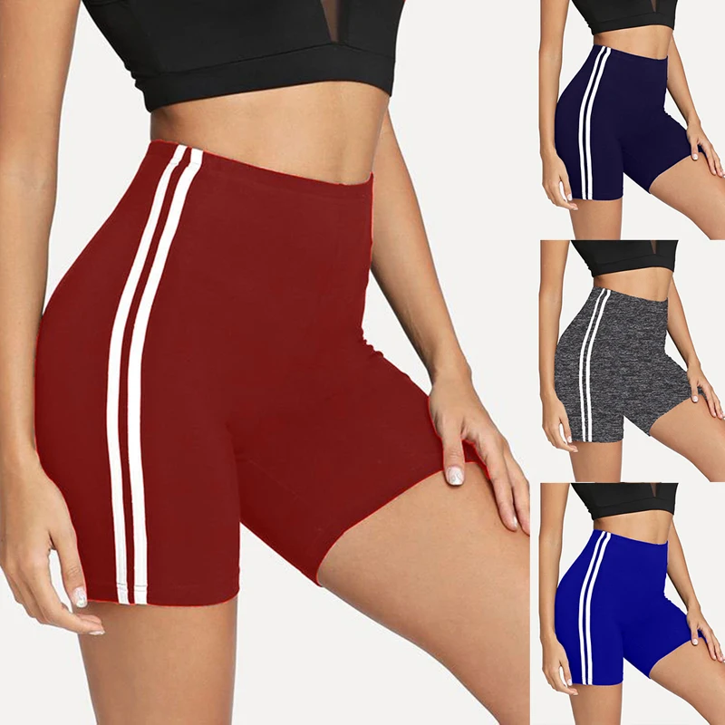 Спортивные шорты новинка 2020 женские облегающие полосатые для фитнеса со средней