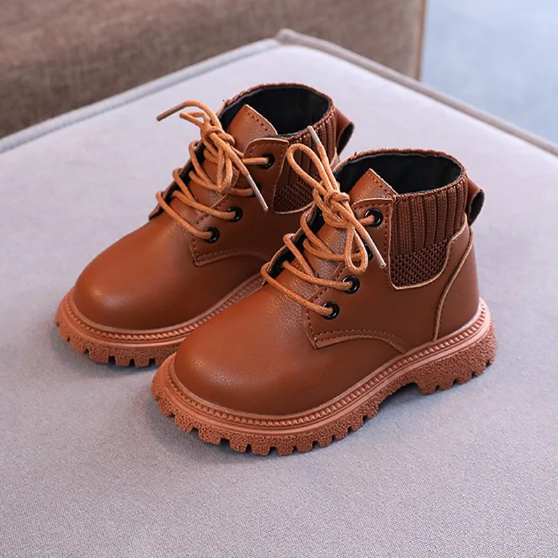 

Children Casual Shoes Spring Autumn Martin Boots Girls Shoes Fashion Leather Soft Antislip Boys Boots 21-30 Sport Running Shoes