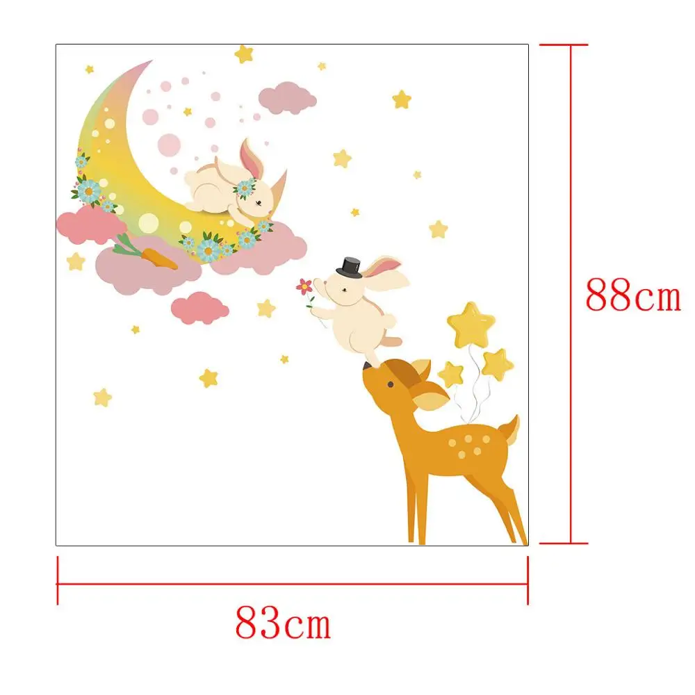 Декоративная наклейка на стену с изображением светлой Луны кролика из