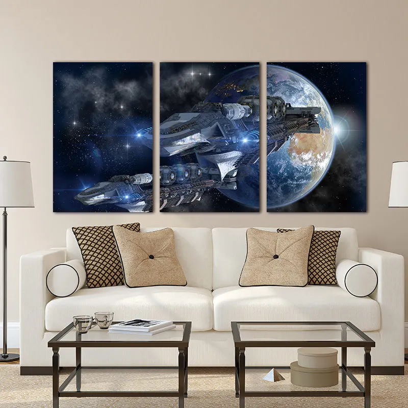 Космическое пространство земля космонавты галактика Венера 3 панели Солнце Луна