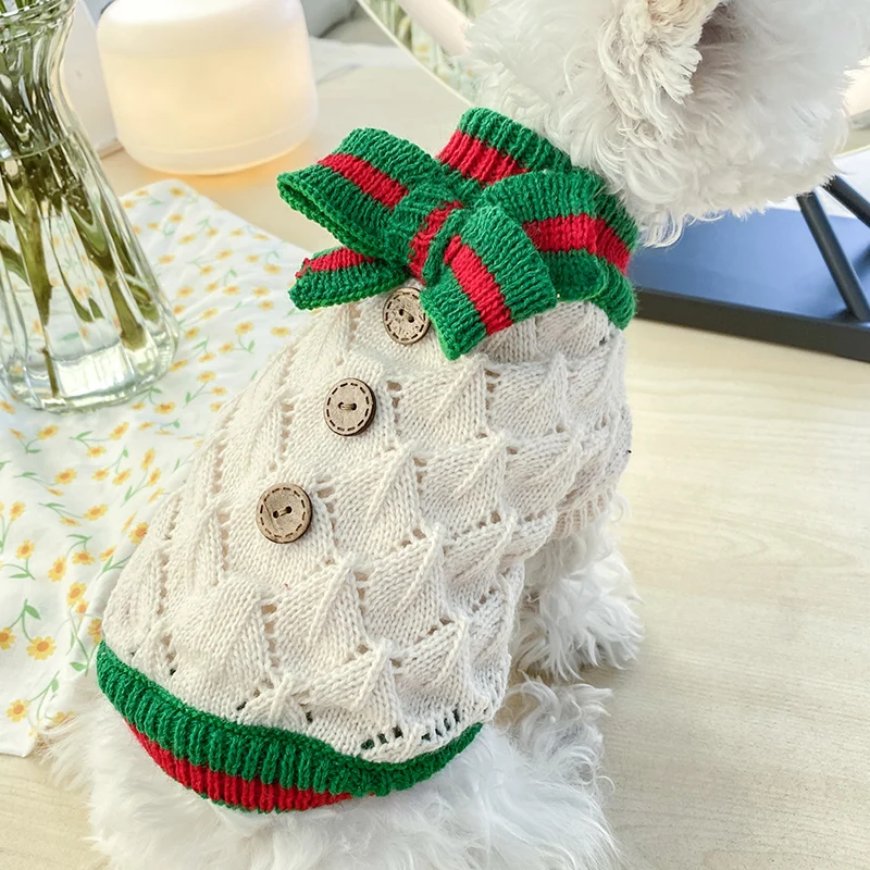 PETCIRCLE Dog Clothes Hollow Knitted Bow Sweater Fit Small Puppy Pet Cat Spring&ampAutumn Soft Costume Coat | Дом и сад