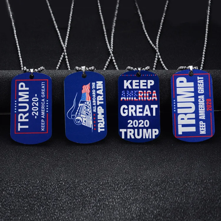 Чандлер Дональд Трамп 2020 черное стальное ожерелье с флагом США Трампа надписью
