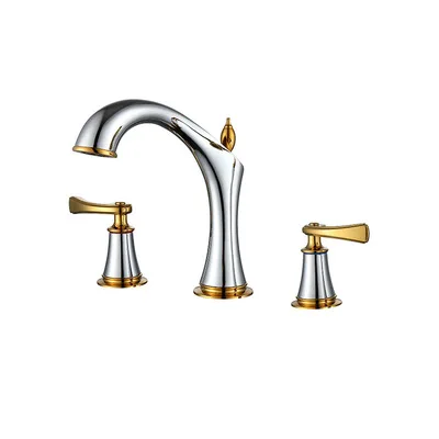 2016 новое Прибытие золото и черный Широкое Ванная комната двойные ручки смеситель