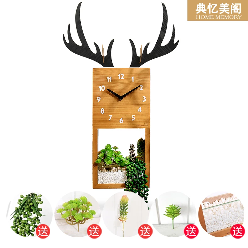 

Creative Deer Wall Clock Mute Wooden Nordic Wall Clock Living Room Bedroom Klokken Wandklokken Gift Idea Home Decor DD55WC