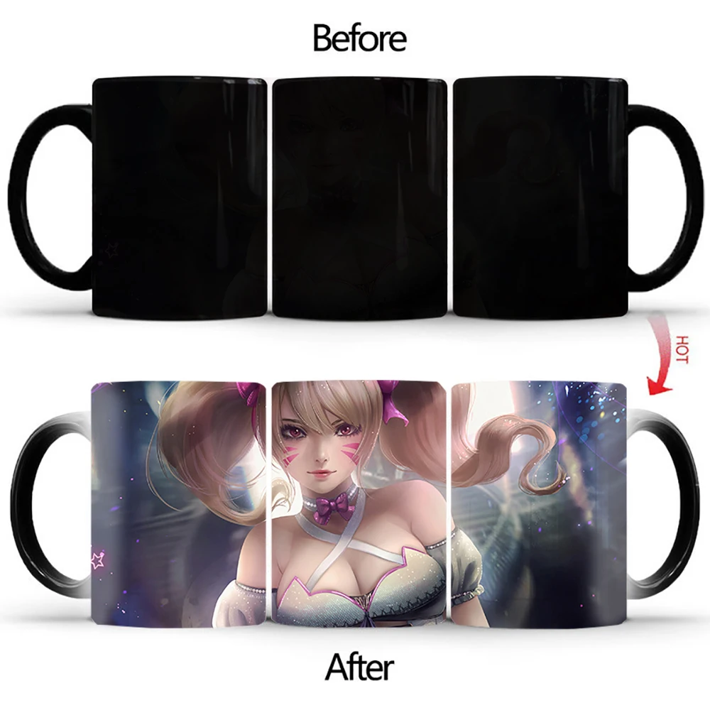 

Creative Cute cartoon girl Heat Sensitive Cup Color Changing Mug Ceramic Drinkware For Tea Milk Coffee Mugs BSKT-154