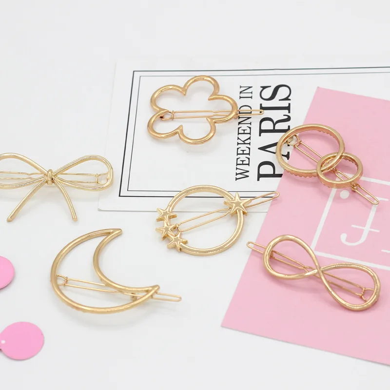 2019 модная заколка для волос Элегантный дизайн треугольная Луна губы круглая