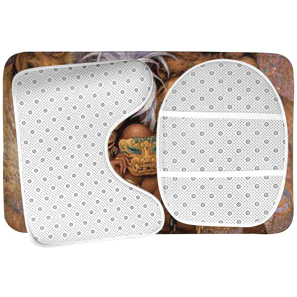 

Animal Lion Girl Comfortable Flannel Bathroom Carpet Mat Set 3 Pieces Of Soft Non-Slip Bath Mat + Contour Carpet + Toilet Cover