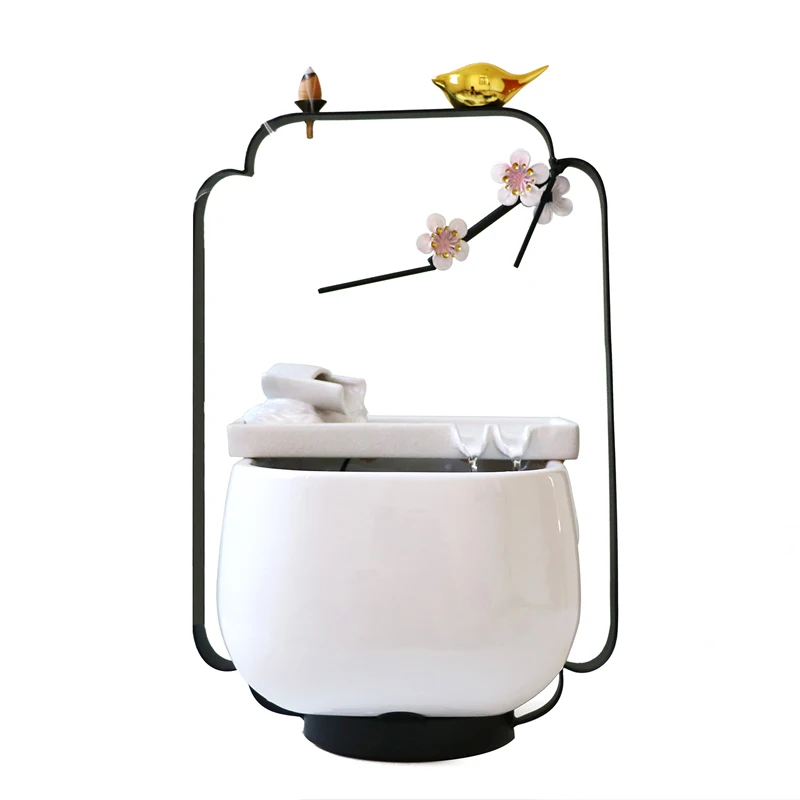 

Creative Ceramic Water Fountain Fish Tank Desktop Waterfall Flowing Ornaments Indoor Fountains Lucky Feng Shui Home Decoration