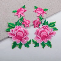 1pair pink red blue flowers leaves roses sew iron on patches embroidered badges for clothes diy appliques craft decoration