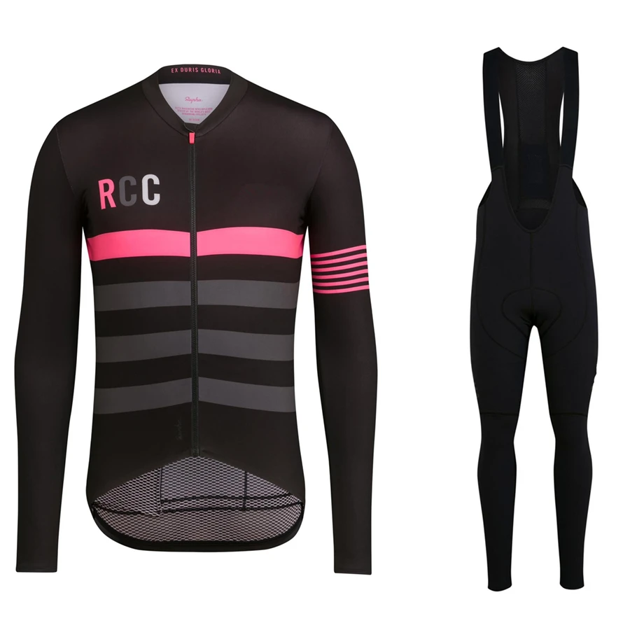 Красный Raphaing RCC мужская одежда зимний флисовый велосипедный ciclismo велосипедный костюм вельвет Майо mtb Велоспорт длинный Джерси набор нагрудник - Цвет: Красный