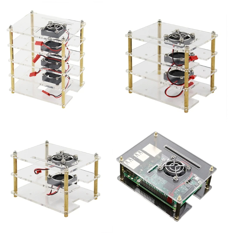

Raspberry Pi 4/3B +/3 1/2/3/4 Layers Clear Stackable Case For Raspberry Pi 4 Model B, Pi 3 B+, Pi 3b Case with Heatsink