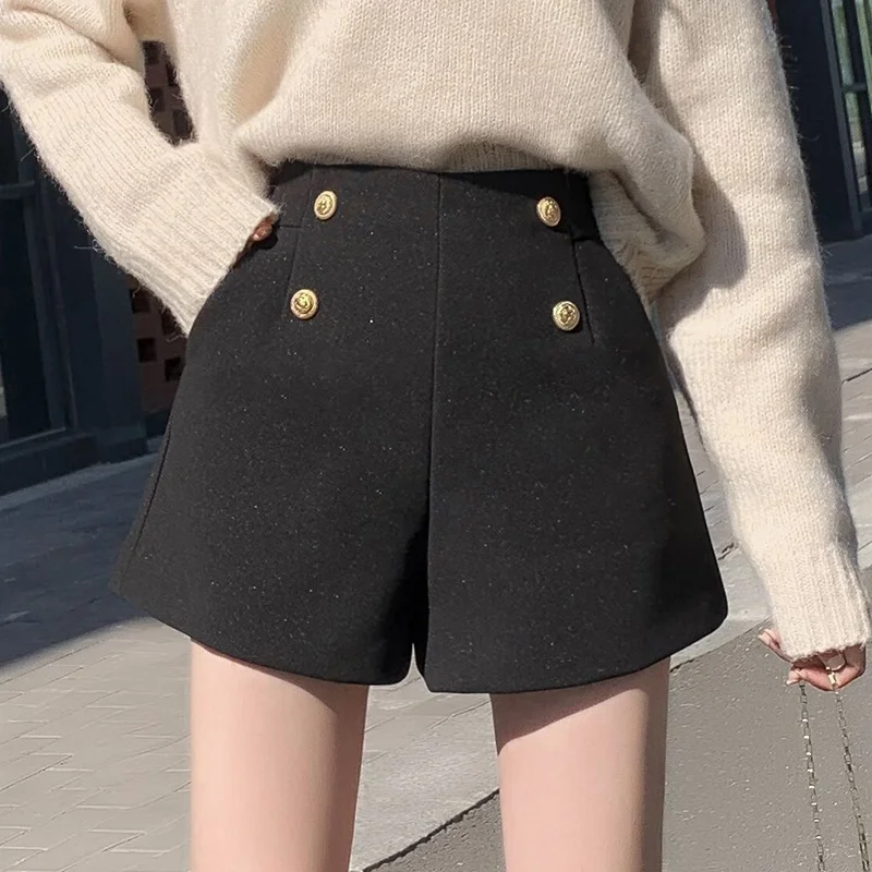 Женские шорты с высокой талией широкими штанинами | Женская одежда