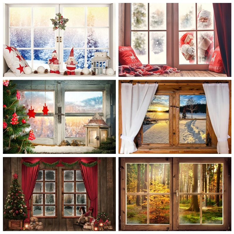 Фон для студийной фотосъемки Yeele с изображением деревянного пола окна деревьев