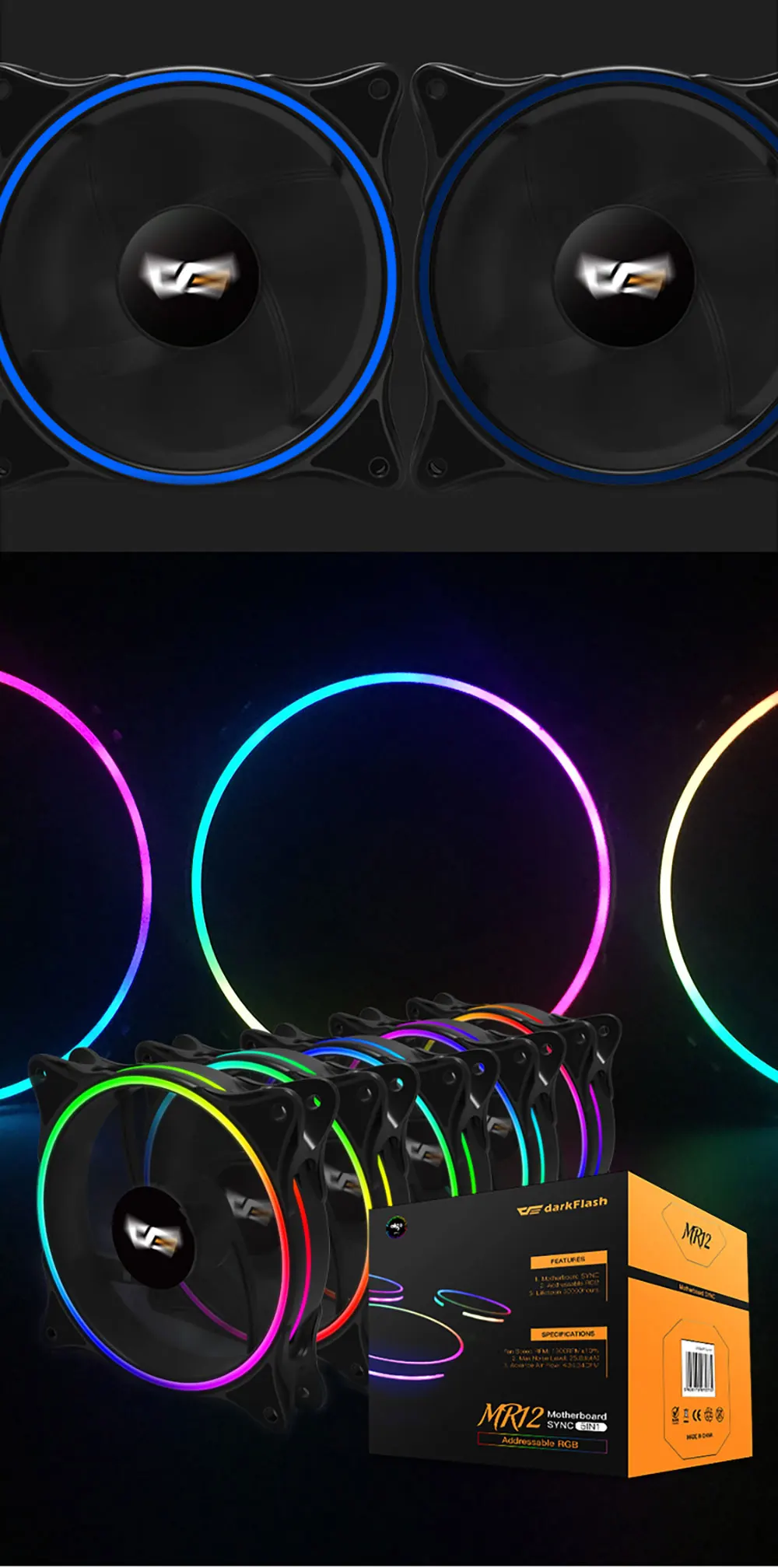Aigo MR12 Компьютерный Вентилятор RGB Регулировка 120 мм тихий ИК пульт дистанционного управления сменный Aura Sync 3 P-5 v цветной кулер вентилятор охлаждения чехол для ПК Вентилятор охлаждения