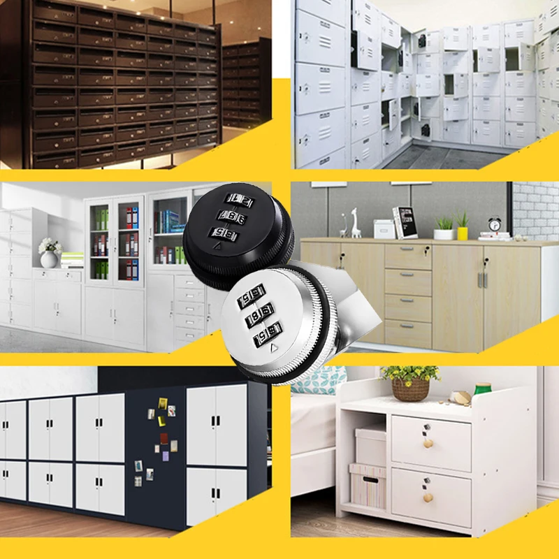 Комбинации замок шкафа черный/Серебристые Кулоны из сплава цинка с пароль замки