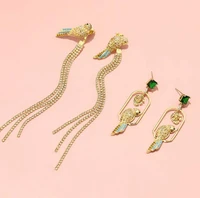 smart parrot gorgeous women senior tassel fairy earring ins long green bird classic aniamsl shiny banquet ear jewelry