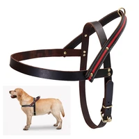 no pull leather dog harness soft genuine leather medium large dog pet harness vest adjustable for pitbull bulldog big dog