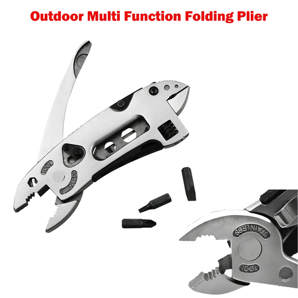 

Multitool Pliers Folding Survival Tactical Knife Multifunction 10 in 1 Bottle Opener Screwdriver Kit Bits Tools Outdoor Camping