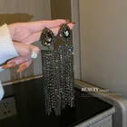 Женские длинные серьги-кисточки с кристаллами в вечерние йском и американском стиле