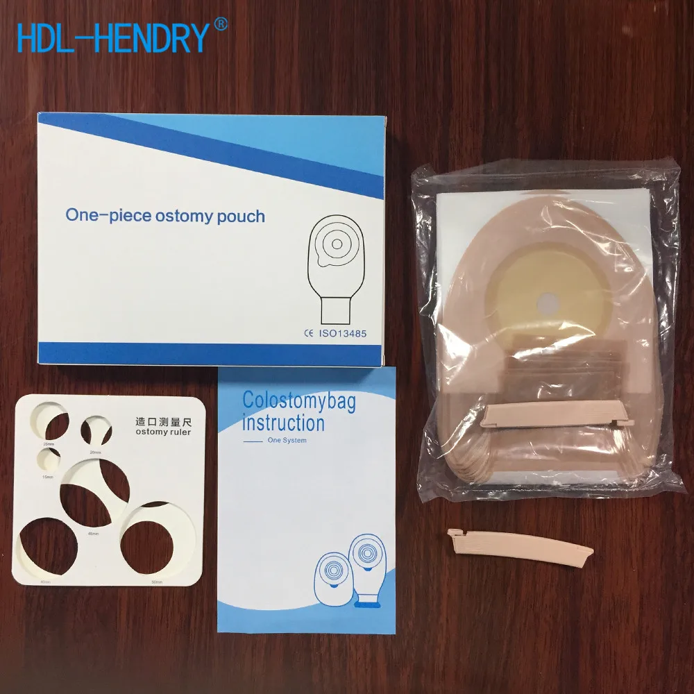 

30 Pcs Colostomy Bags Max Cut 60mm Hydrocolloid Adhesive Ostomy Bags Clips Closure Brown Color Manufacturer OEM Colostomy Bag