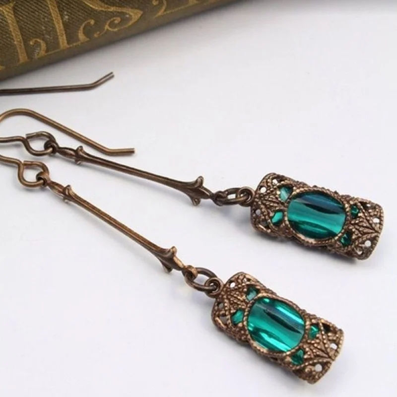 

2021 Green Purple Blue Long Earrings for Women Earrings Fashion Jewelry 2021 Accessories Gem Big Earrings Bohemian Earrings Boho
