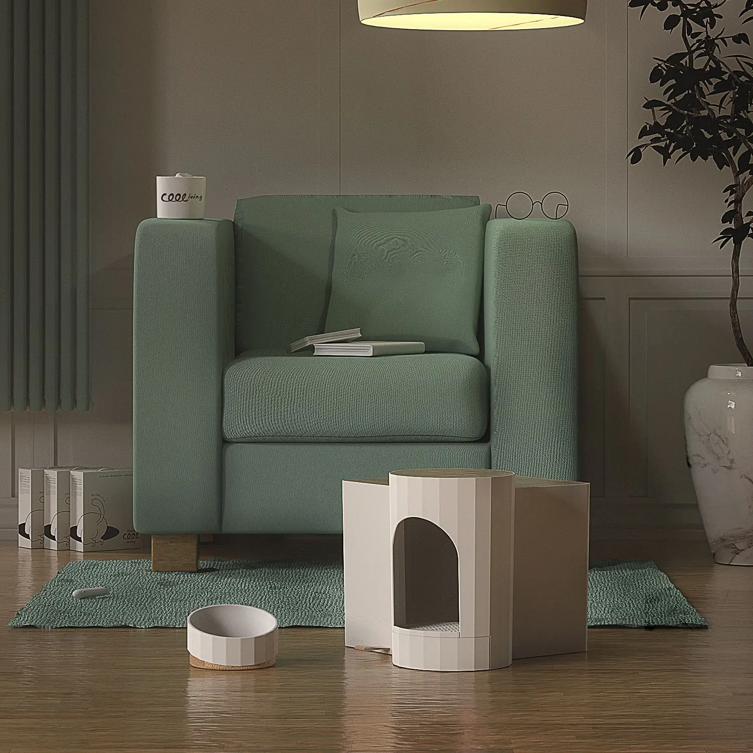 Полностью закрытый тип Автоматическая Индукционная лампа туалет для кошек