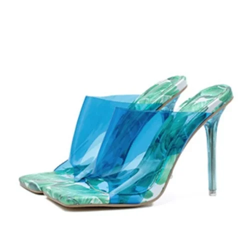 

2021 new fashion sexy thin heel square head super high heel sandal versatile women's shoes