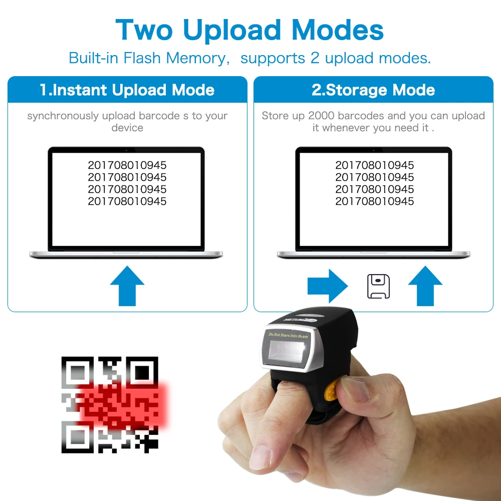 Портативный сканер штрих-кодов NETUM R2 2D Bluetooth PDF417 QR-код на светодиодном экране для
