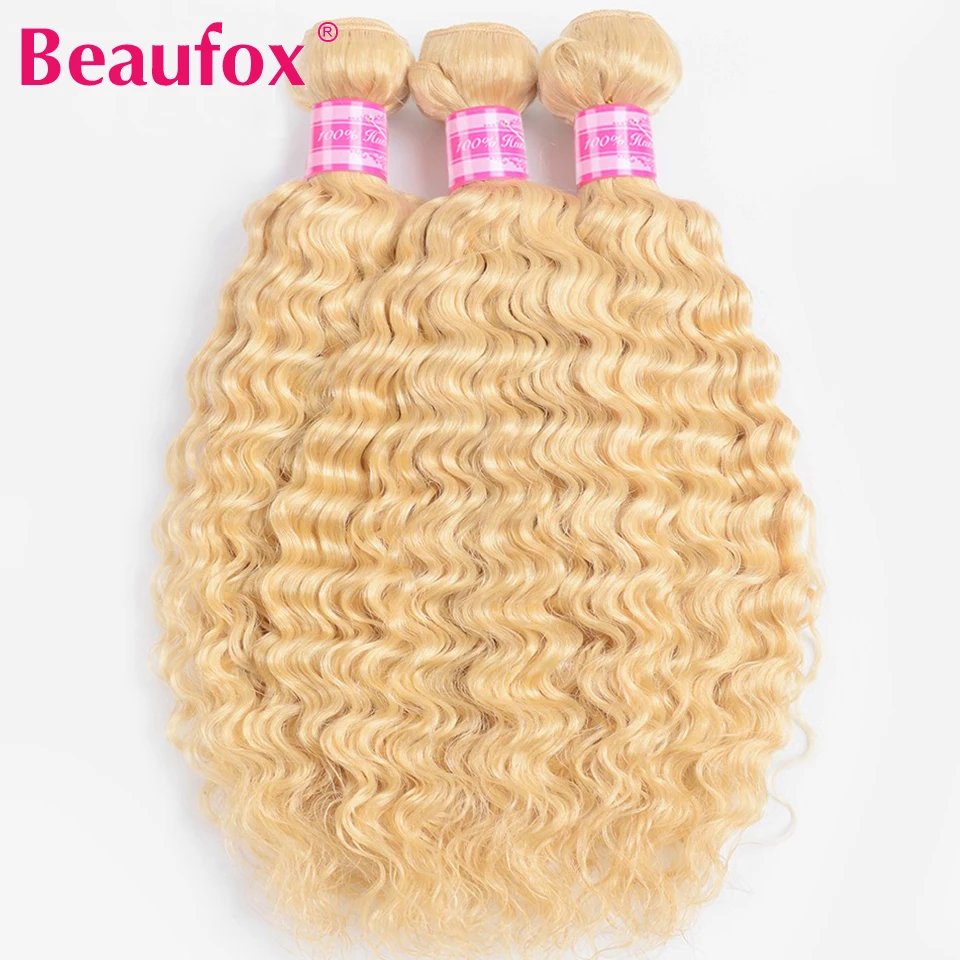 Beaufox 613 пряди ков с фронтальной малазийской глубокой волной блонд застежкой Remy