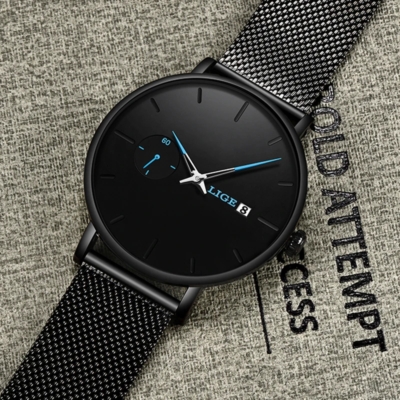 LIGE мужские стальные часы Роскошные повседневные топ известный бренд модные