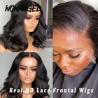 Предварительно выщипанные 13x4 HD полностью кружевные передние al парики короткие волнистые парики боб расплавленные шкуры HD прозрачный кружевной передний парик отбеленные узлы для женщин