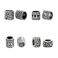 50pcs doreen box tube spacers beads dotted ornate alloy silver color fit european charm bracelets diy jewelry making wholesale