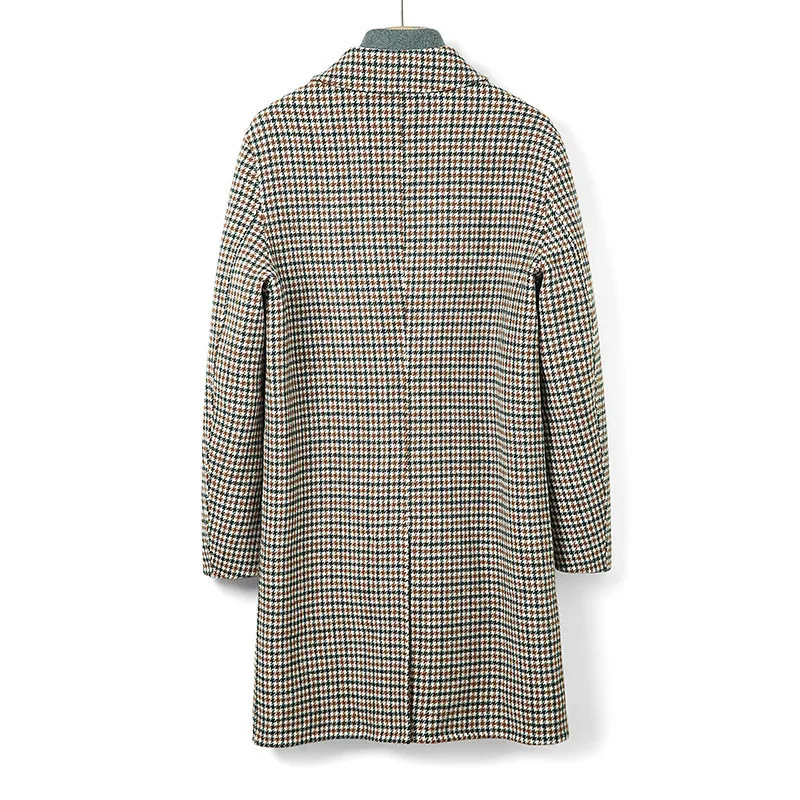 Двустороннее длинное Мужское пальто Naizaiga 100% шерсть верблюжья клетка со съемной