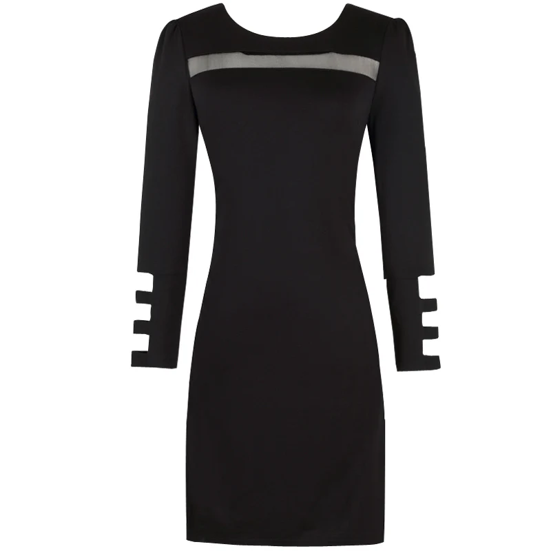 

OL Skirt Feminine Clothes Elegant Spring Autumn Women's New Slim Fit Hip-Hugger and Black Long Sleeve Bottoming Dress