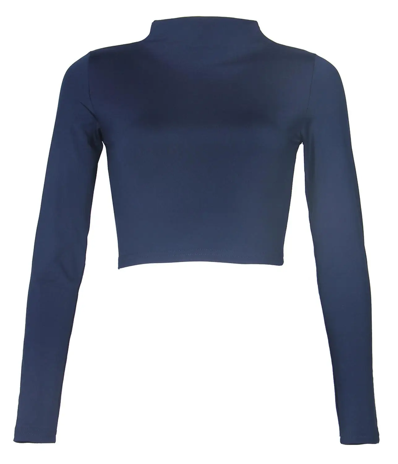 Navy Blue Укороченный топ, черные футболки, сексуальные базовые короткие футболки, женские Клубные Белые женские футболки Harajuku, весенние и Зимние Топы с длинным рукавом - Цвет: Navy Blue
