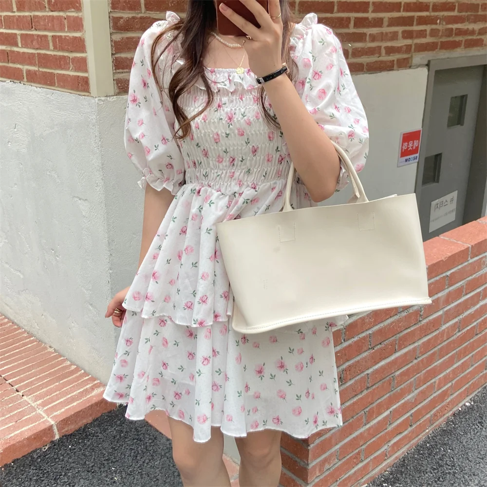 

Женское облегающее мини-платье Alien Kitty, Элегантное летнее платье с квадратным вырезом, милым цветочным принтом и высокой талией