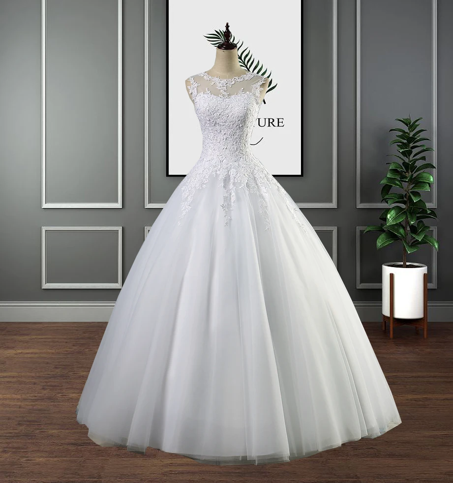 

Real Photo 2022 Summer New O Neck Snow Pure White Ivory Zipper Back Lace Wedding Dresses Gowns Robe De Mariee Vestido De Novia