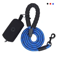 durable dog leash with poop bag dispenser strong reflective pet rope walking training round rope belt for dogs cats pet leashes