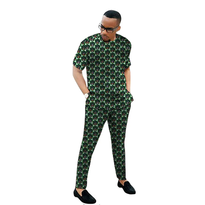 Модные рубашки с круглым вырезом и принтом брюками изготовленные на заказ летние