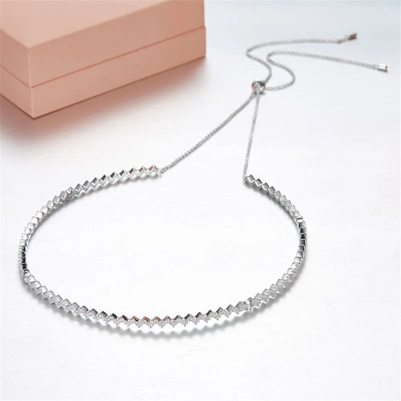 Женское колье из серебра 925 пробы с зигзагообразной волной | Украшения и