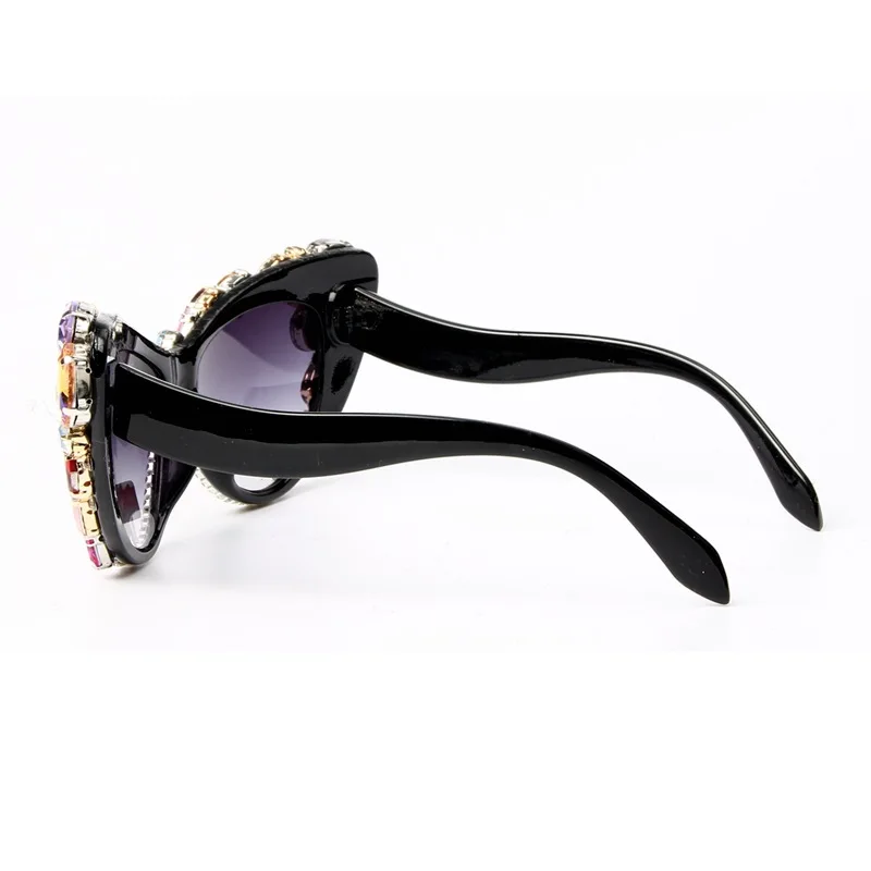 

2021 color rhinestone cat's eye sunglasses female personality trend diamond-encrusted glasses sunglasses