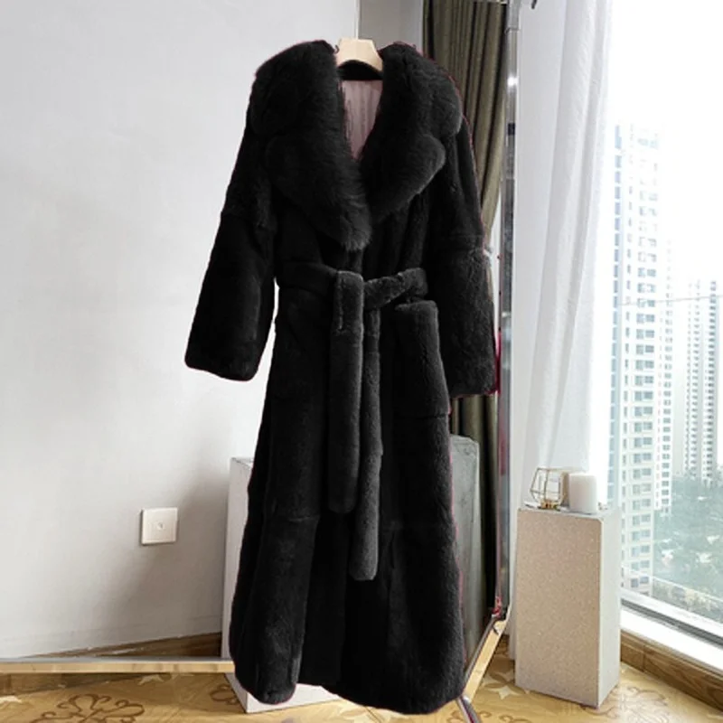 Women Winter Black Long Fashion Autumn and Winter Faux Fur Coat Female Long Plush Coat Big Fake Mink Faux Fur Warm Coat Jacket