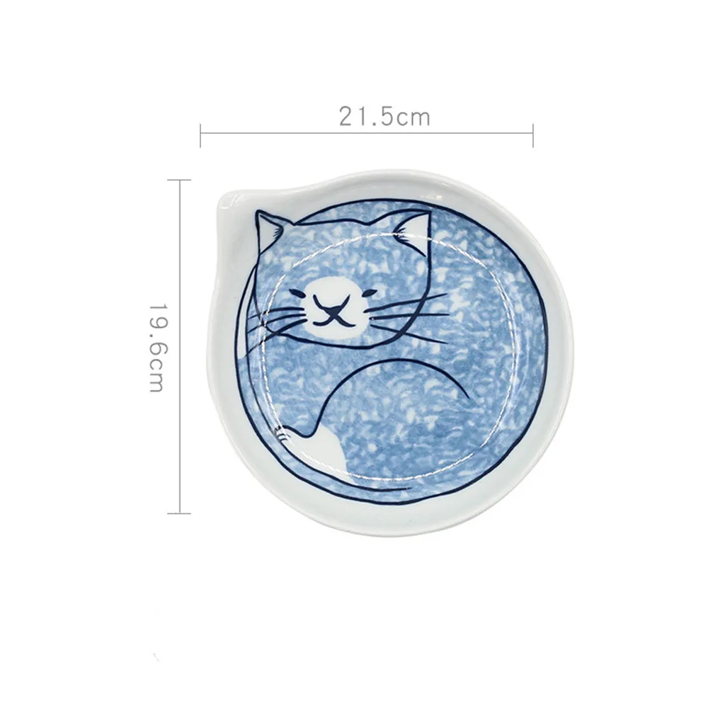 

6 Inch Creative Japanese Cartoon Dinner Cute Cat Ceramic Plate Restaurant Home Kitchenware Cold Dessert Sauce Ceramica Dish