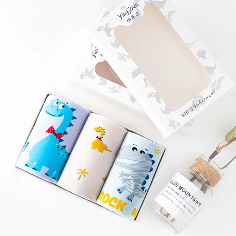 3 шт./компл. трусы с динозавром для мальчиков нижнее белье стринги детей детские