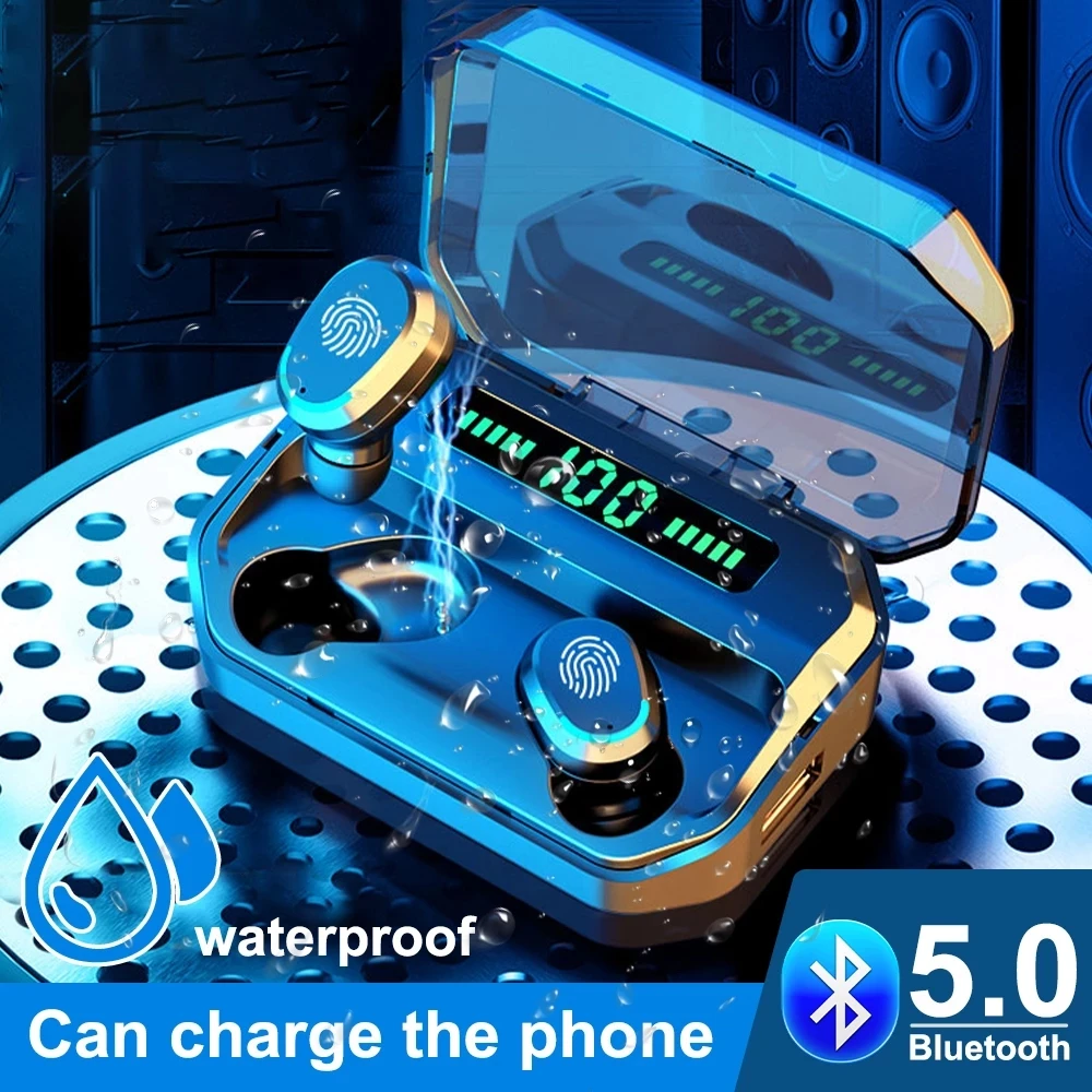 

TWS беспроводные Bluetooth-наушники 9D, Hi-Fi стереонаушники-вкладыши, спортивные наушники со светодиодный ным дисплеем и микрофоном для смартфона