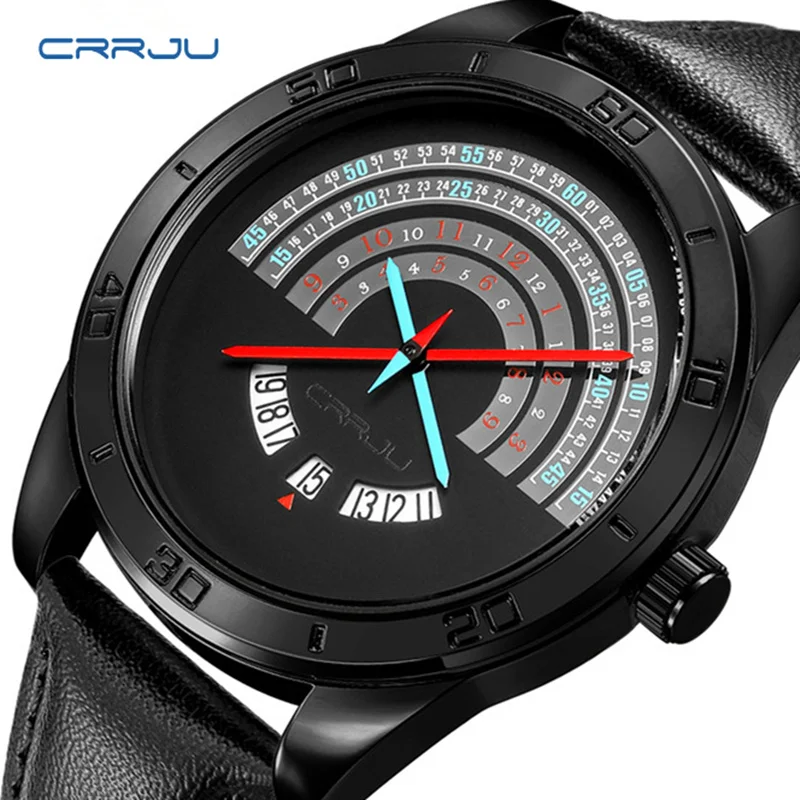 CRRJU модные часы для мужчин оригинальный компас циферблат Красочные Руки