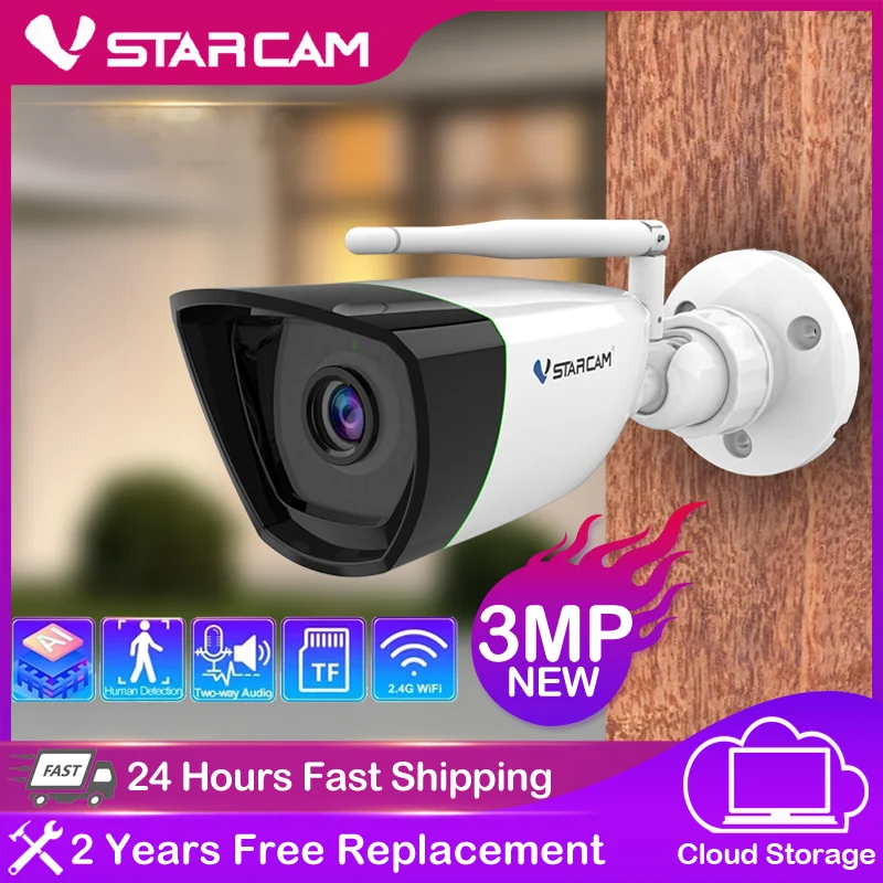 

Vstarcam New 3MP IP Camera Outdoor Bullet Wifi Camera AI Humanoid Detect IP66 Waterproof IR Night Audio Reception CCTV Camera