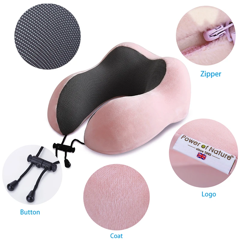 

Pink U Shaped Memory Foam Neck Pillow Soft Slow Rebound Space Travel Pillow Solid Neck Cervical Healthcare Bedding Drop Shipping