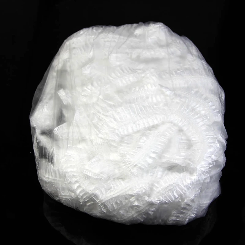 

100pcs Disposable One-off Hotel Home Shower Bathing Clear Hair Elastic Cap Hats