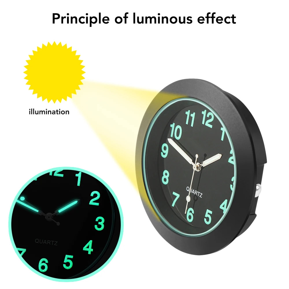 Светящиеся часы для автомобиля миниатюрные кварцевые на вентиляционную решетку